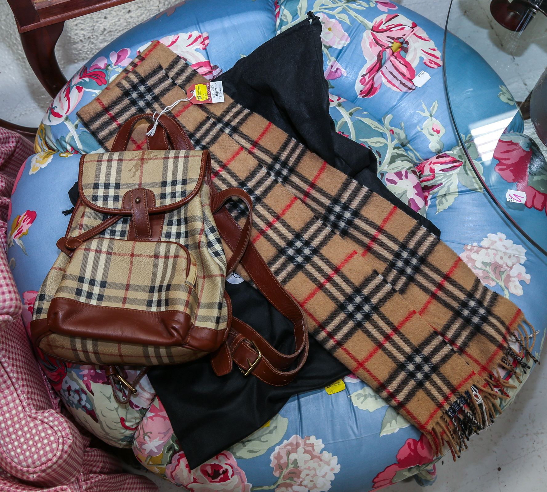 A BURBERRY CHECK BACKPACK &