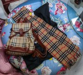 A BURBERRY CHECK BACKPACK & BU