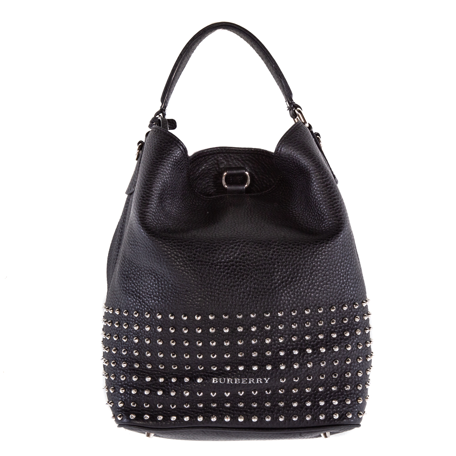 A BURBERRY LEATHER STUDDED HOBO A