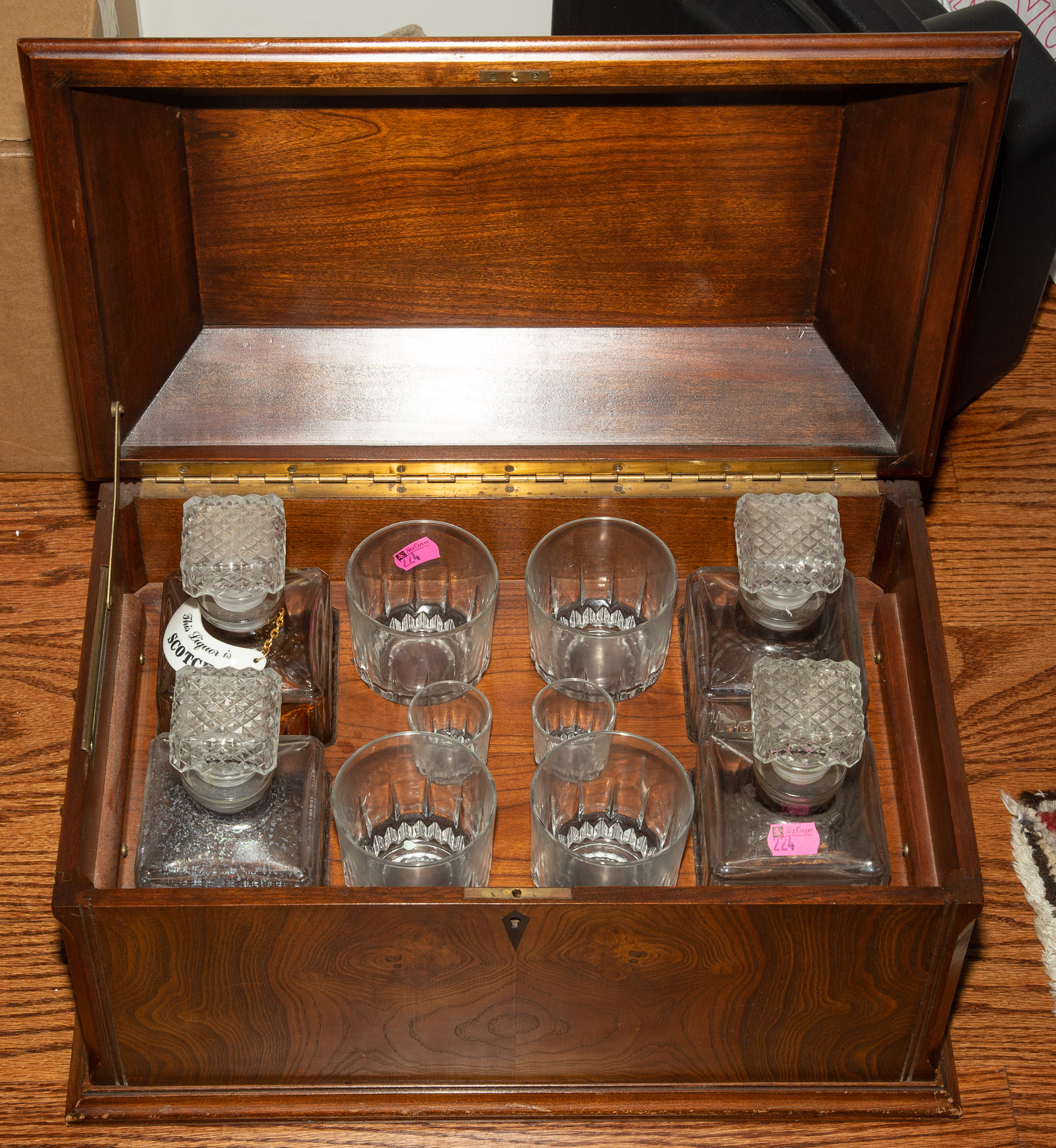 A BURLWOOD CELLARETTE French