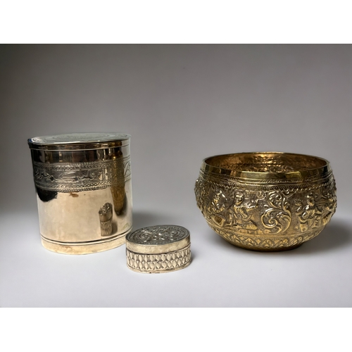 A Burmese embossed Thabiek bowl,