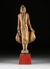 A BURMESE INLAID GILTWOOD STAN