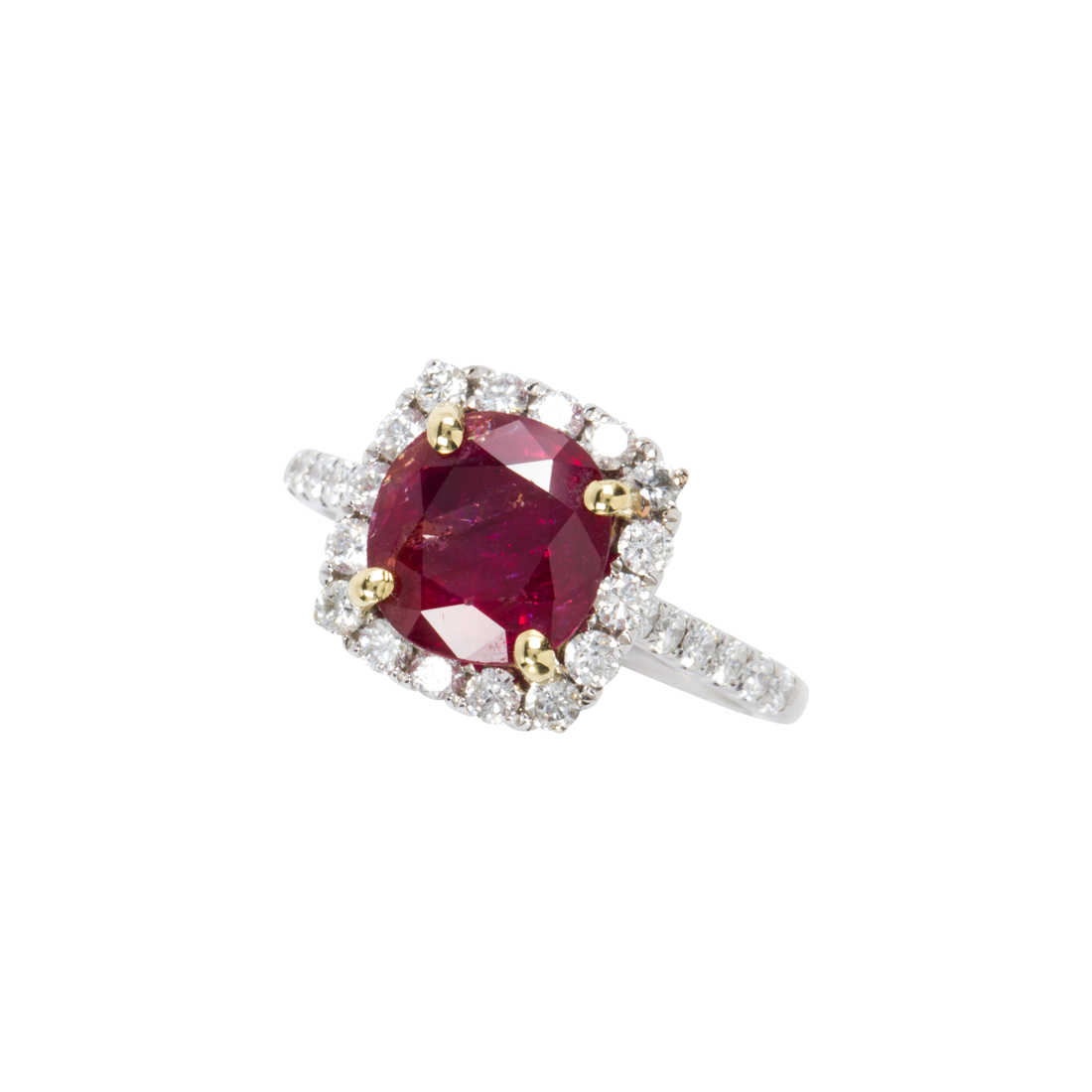 A BURMESE NO HEAT RUBY, DIAMOND AND