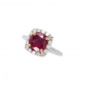 A BURMESE NO HEAT RUBY, DIAMON