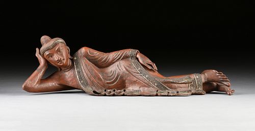 A BURMESE ORANGE LACQUER INLAID