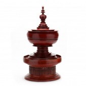 A BURMESE RED LACQUERED STUPA