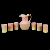 A BURMESE SATIN GLASS PITCHER