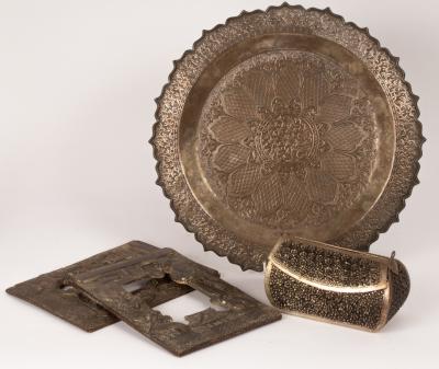 A Burmese white metal box, a