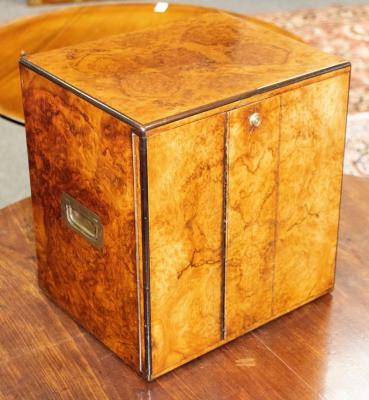 A burr walnut humidor fitted