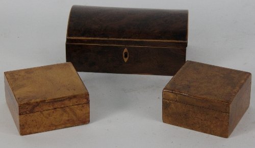 A burr yew box with dome cover
