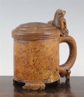 A burrwood lidded tankard Norw
