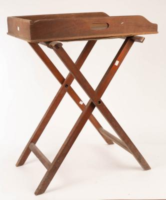 A butler's mahogany tray on folding