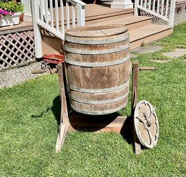 A ca. 1900 oak butter churn, a