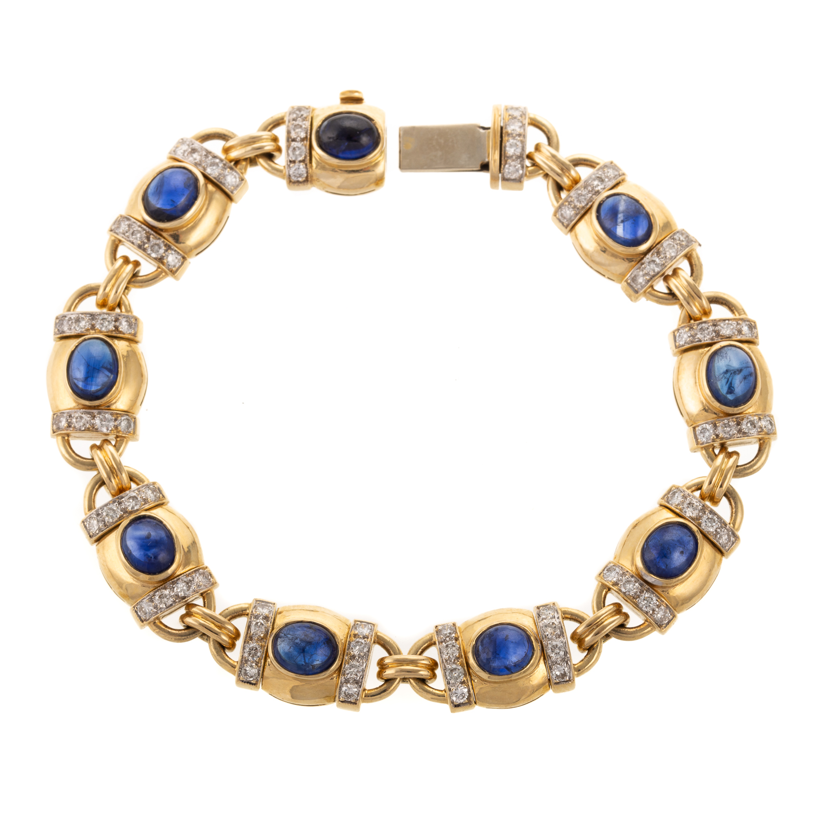 A CABOCHON SAPPHIRE LINK BRACELET