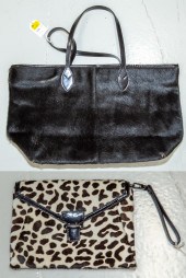 A CALF HAIR TOTE & RAFE CLUTCH