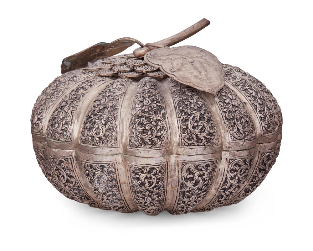 A CAMBODIAN SILVER LIDDED BETEL
