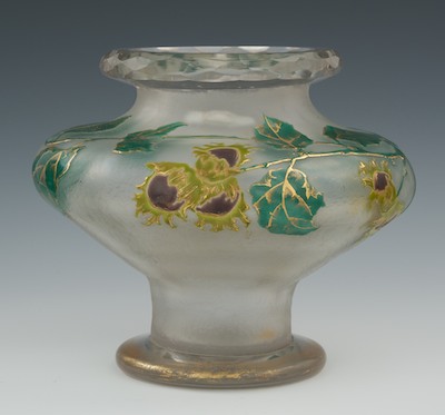 A Cameo Cut and Enameled Glass Vase
