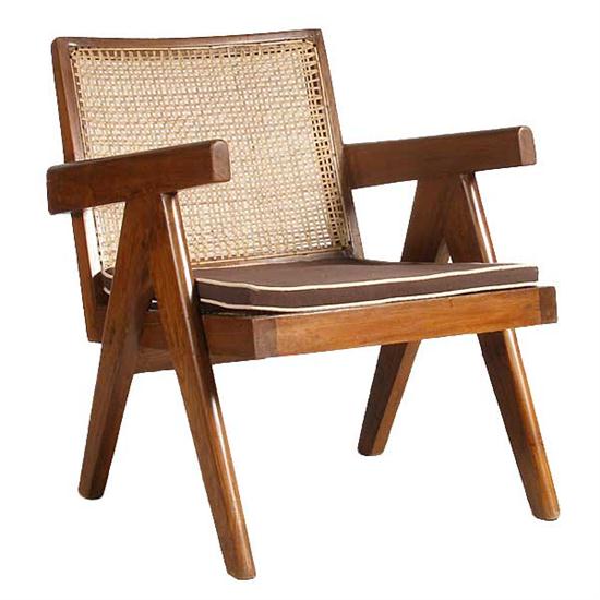 A Caned Teak Easy Armchair Pierre