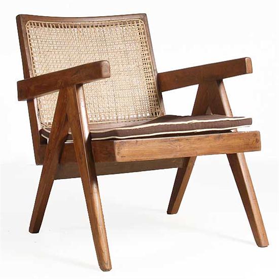 A Caned Teak Easy Armchair Pierre