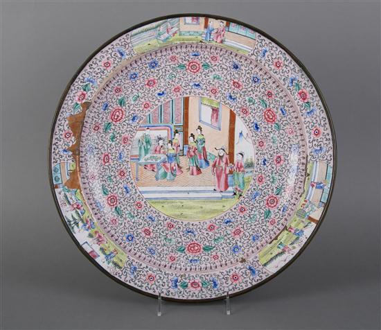 A Canton Enamel Charger having a