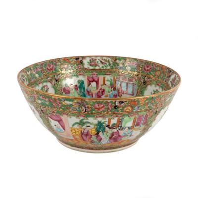 A Canton famille rose punch bowl,