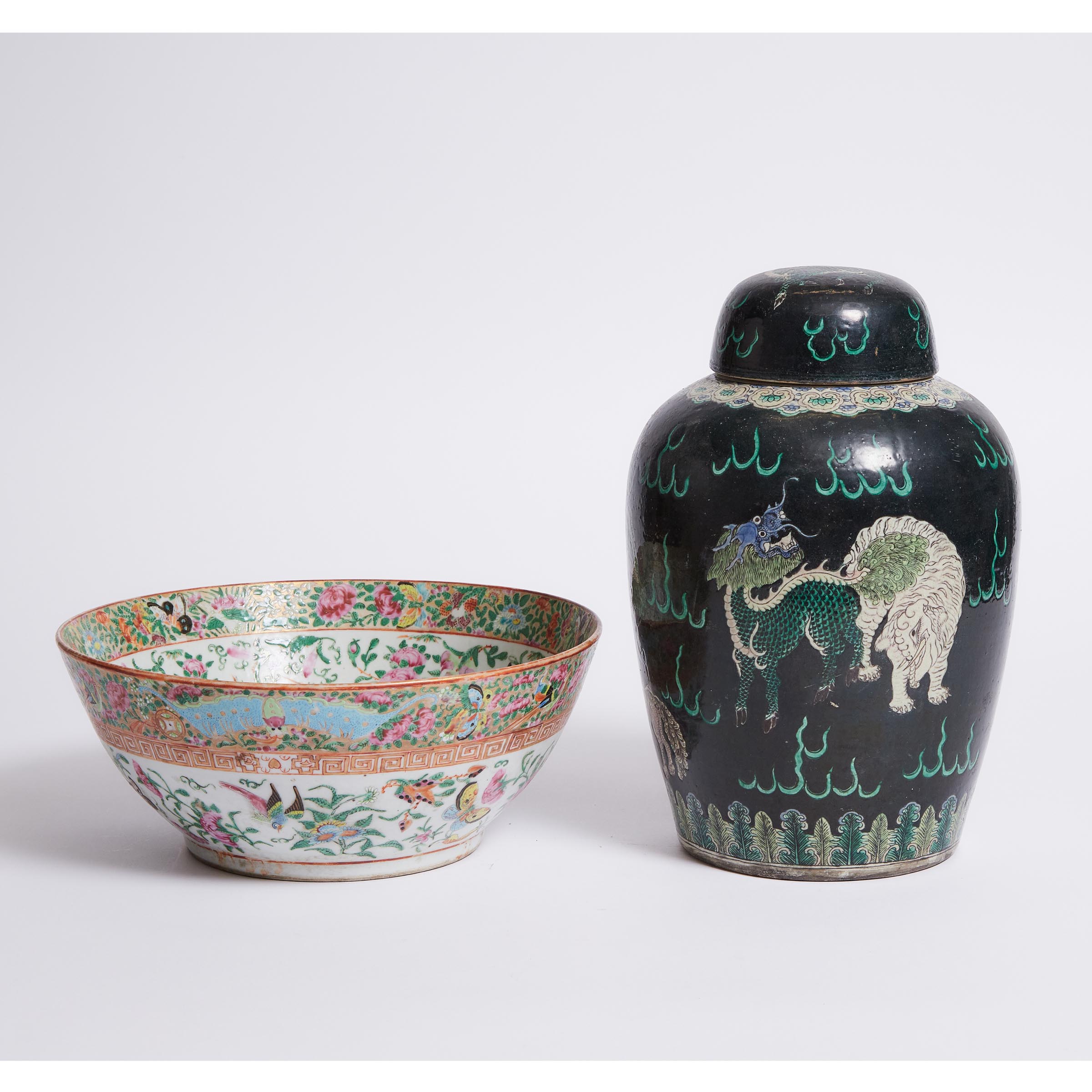 A Canton Famille Rose Punch Bowl,