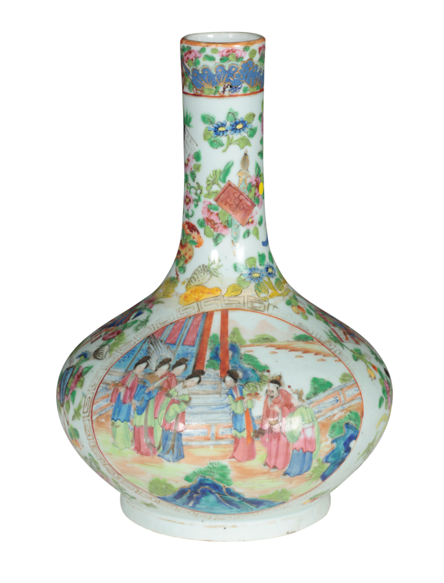 A CANTONESE FAMILLE ROSE BOTTLE