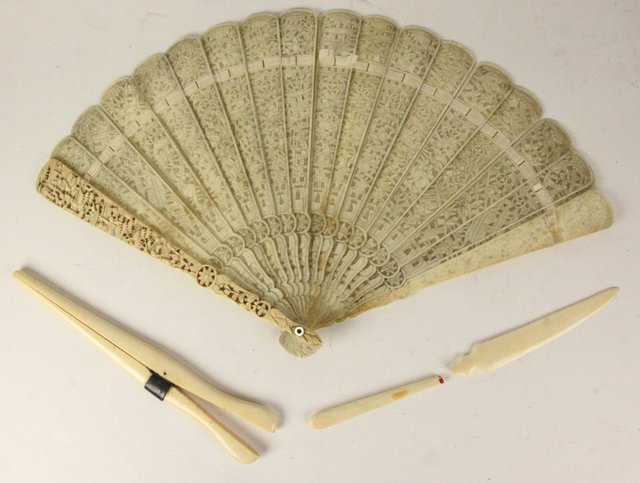 A Cantonese ivory fan a 18th