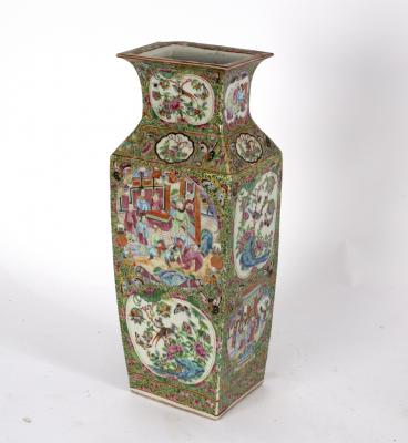 A Cantonese vase of square form,