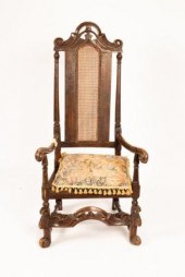 A Carolean oak armchair with c