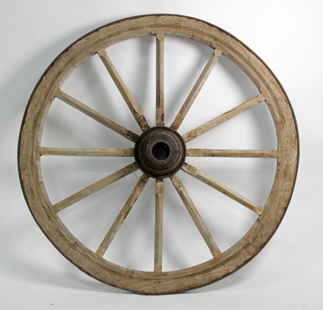 A cartwheel with metal rim