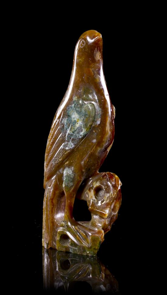 A Carved Agate Model of a Parrot of