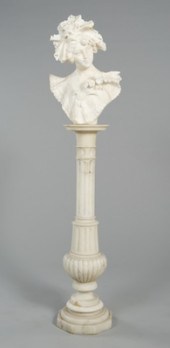 A Carved Alabaster Bust of a Y