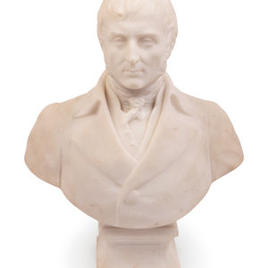 A Carved Alabaster Bust of
