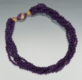 A Carved Amethyst Torsade Neck