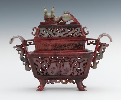 A Carved and Dyed Hardstone Koro
