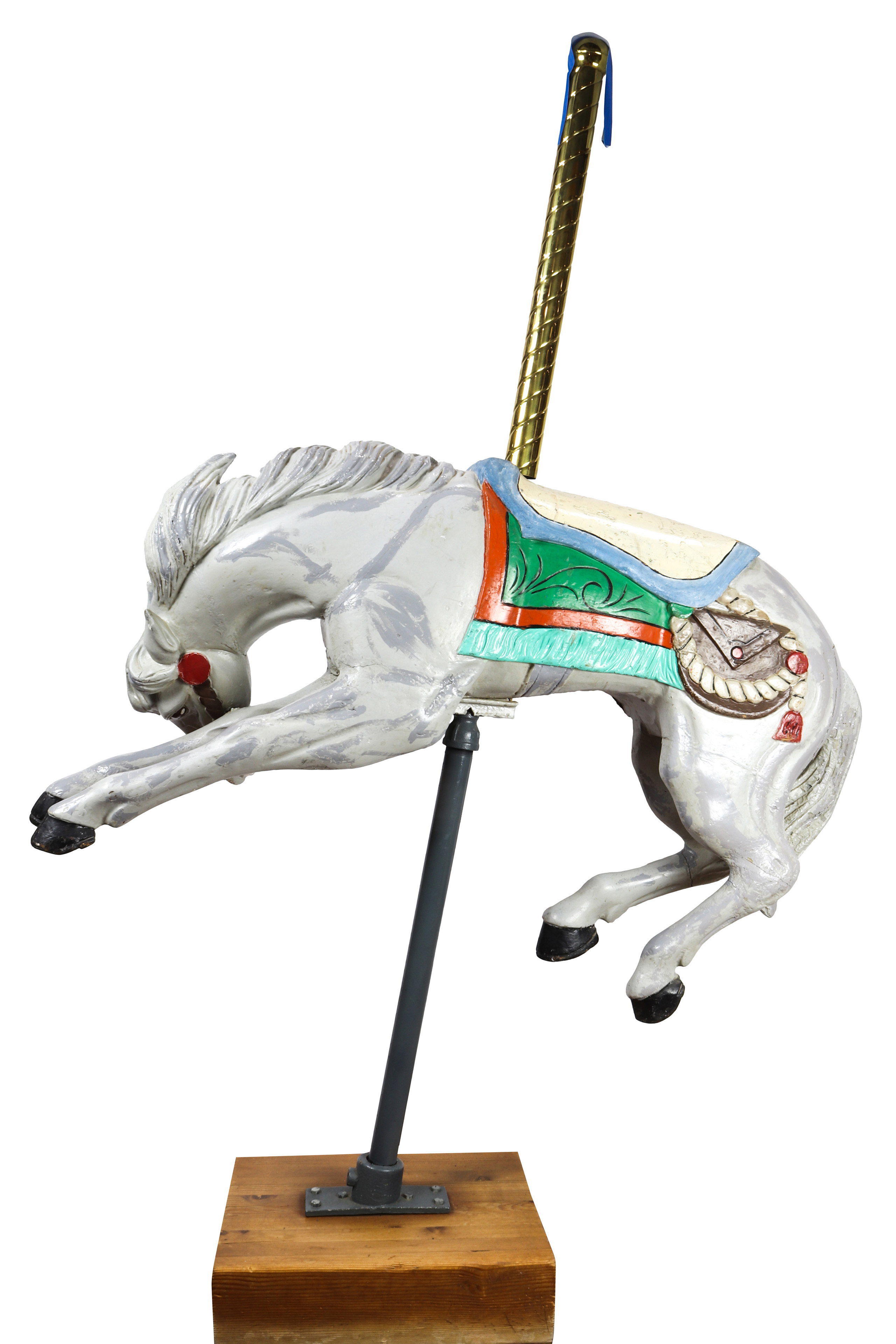 A CARVED AND PAINT DECORATED