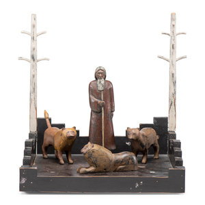 A Carved and Painted Folk Art Group