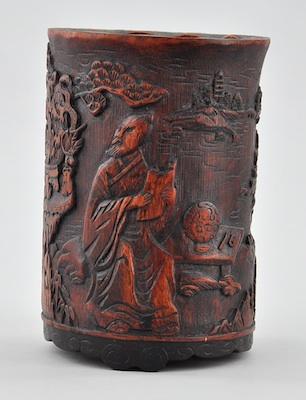 A Carved Bamboo Brush Pot