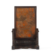 A CARVED BAMBOO INLAID WOODEN