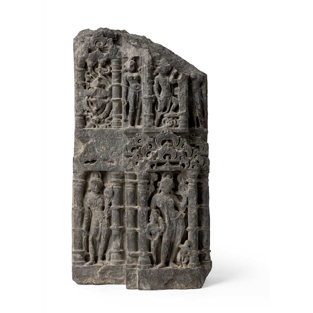 A CARVED BLACKSTONE FRAGMENTARY