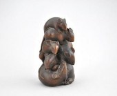 A Carved Boxwood Okimono Mouse