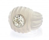 A Carved Chalcedony and Diamon