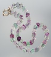 A Carved Fluorite Bead Necklac