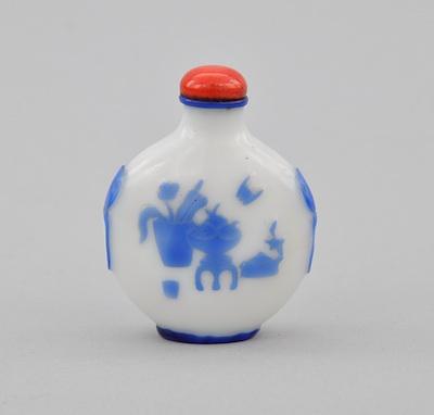 A Carved Glass Snuff Bottle Blue to