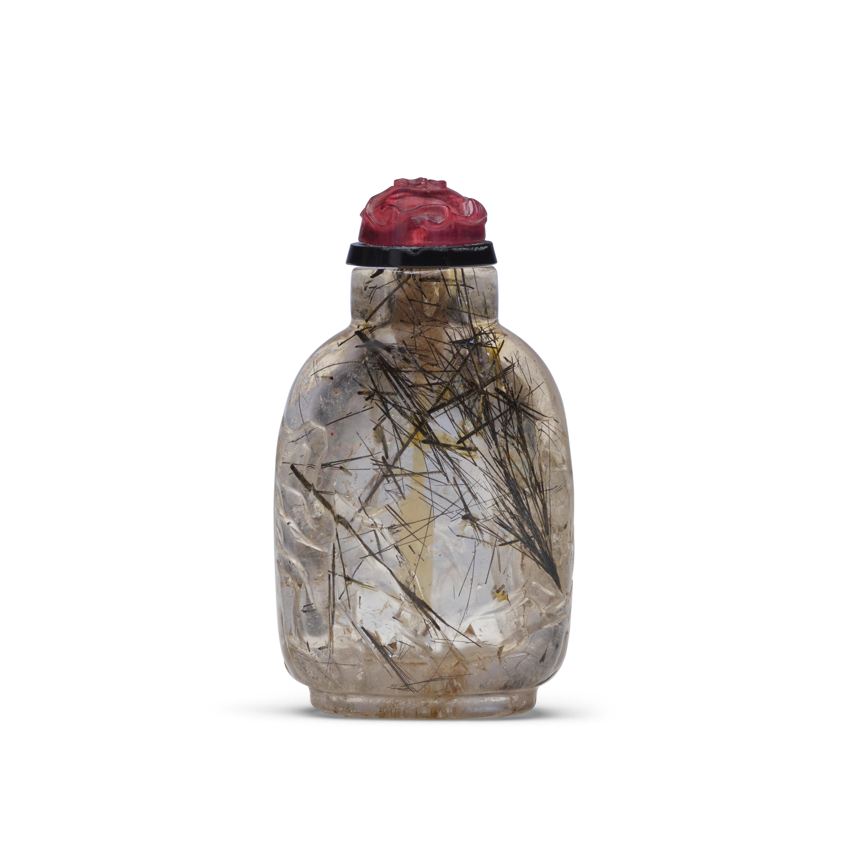 A CARVED 'HAIR CRYSTAL' SNUFF