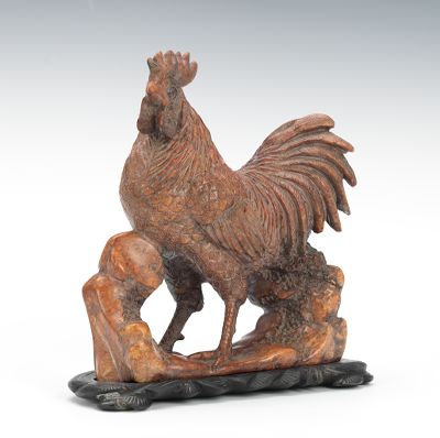 A Carved Hardstone Rooster