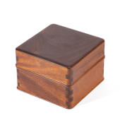 A CARVED HARDWOOD SQUARE BOX A