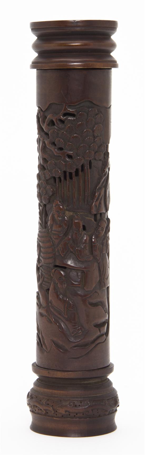 A Carved Hardwood Vase having a