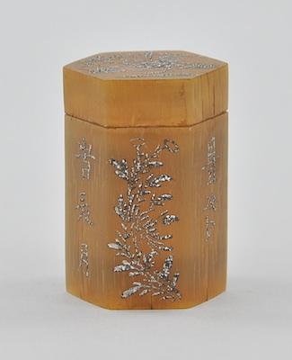 A Carved Horn Hexagonal Shaped